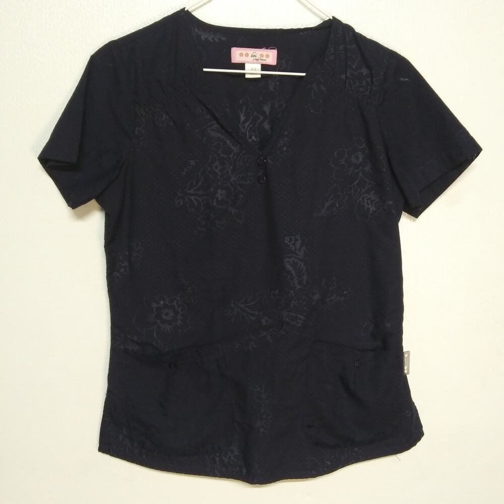 KOI Women's Navy Blue Scrub Top - Size XS - Medical Uniform